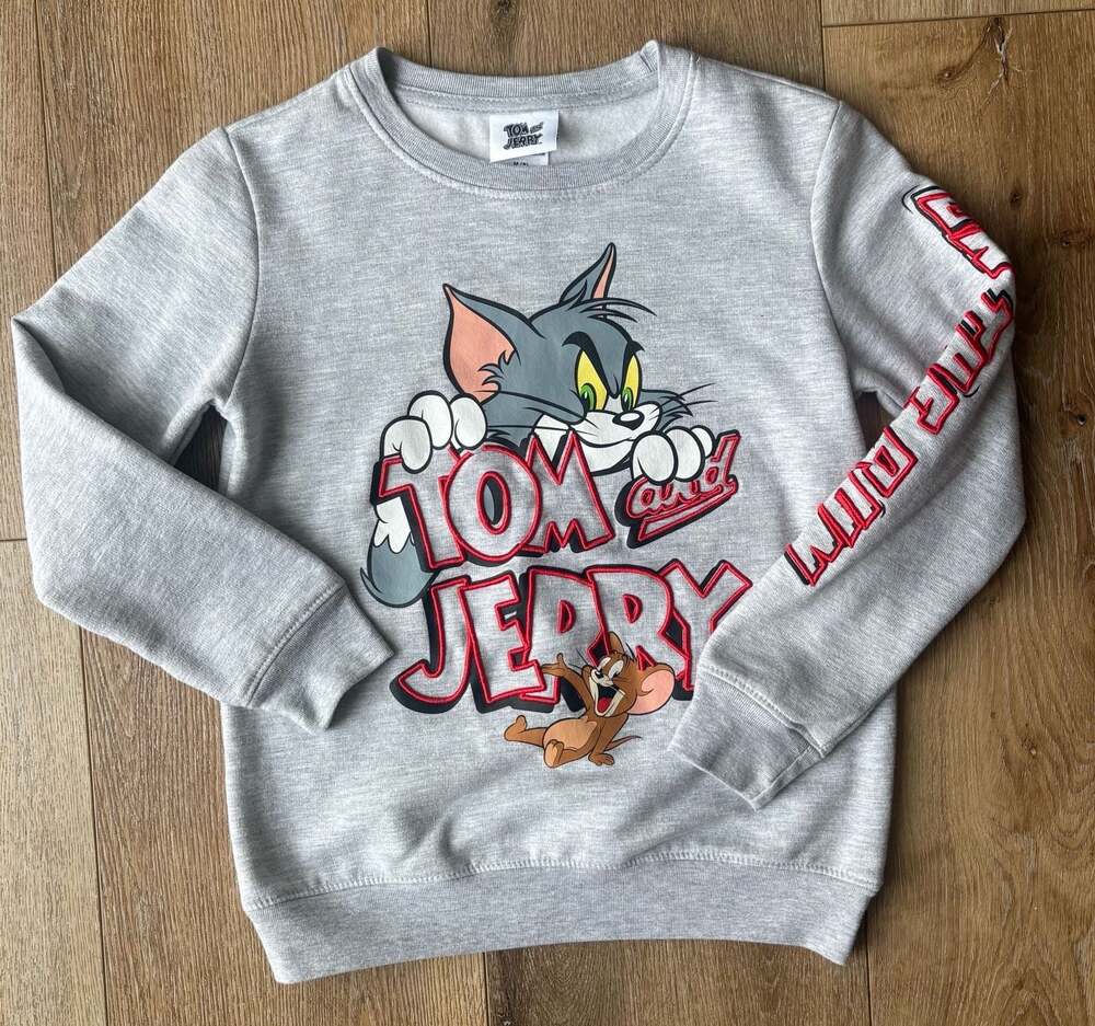 Tom And Jerry Boy's Embroidered Long Sleeve Graphic Print Sweatshirt Size XL NEW
